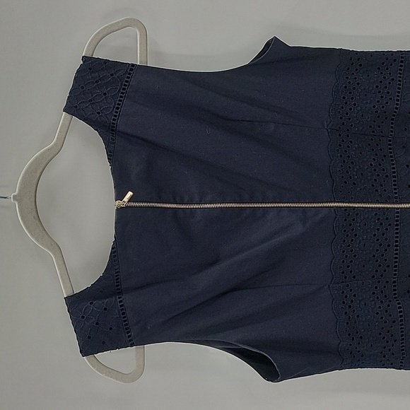 Ann Taylor Navy Embroidered Eyelet Sheath Dress size 14 - Picture 5 of 9